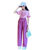 Summer children's set, cartoon trousers for leisure, with short sleeve, Korean style