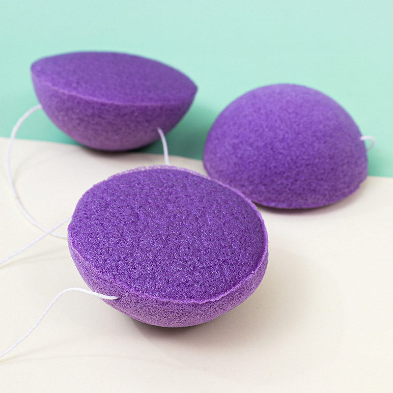 Esponja semi-redonda de konjac personalizada esponja de lavado facial esponja de limpieza facial limpia material vegetal degradable a granel