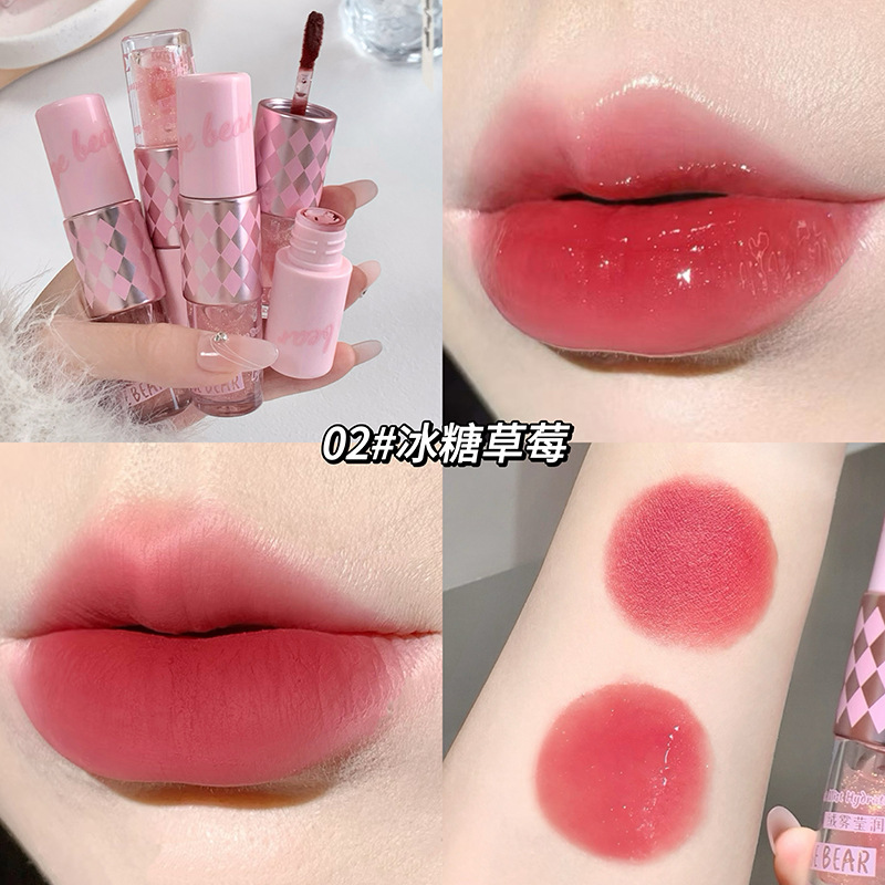 Gege bear Goge bear niebla doble esmalte de labio espejo desnudo otoño invierno blanco impermeable no es fácil de descolorar