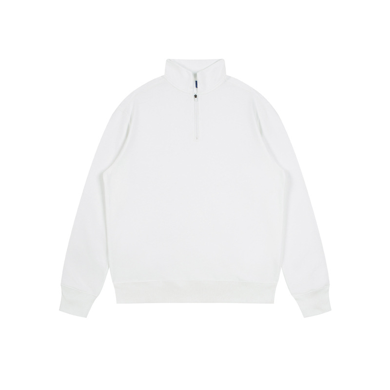 Sudadera con media cremallera para hombres y mujeres, personalizada, de peso pesado, 350g, cuello alto medio, marca de moda, color puro, suéter suelto, sudadera de algodón casual para hombres.