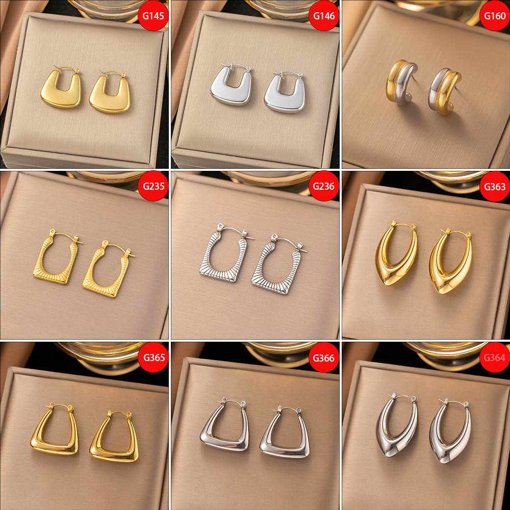PVD Coated Gold Plating Process 304 Stainless Steel Ear Needle Material PVD Coated Real Gold Plated Geometric Titanium Steel Casual Simple Style Waterproof Non Tarnish Ear Cuffs Earrings Ear Studs