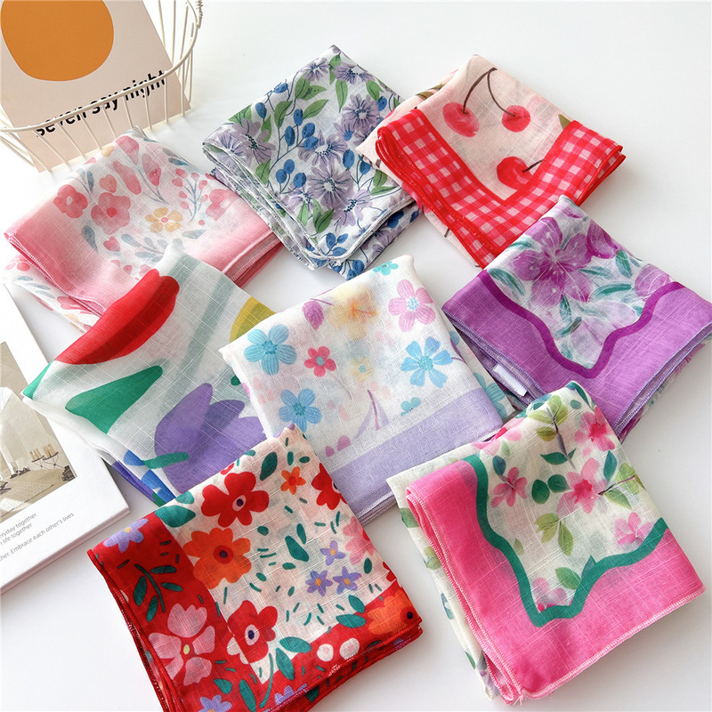 58 Cotton and Linen Small Square Scarf for Women, Spring and Autumn Korean Style Versatile Fashion Scarf, Hairband, Decorative Scarf 58 Cotton and Linen Small Square Scarf for Women, Spring and Autumn Korean Style Versatile Fashion Scarf, Hairband, Decorative Scarf