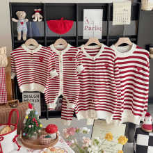 亲子装一家三口春秋款针织毛衣洋气婴儿衣服秋装母子母女装外出服