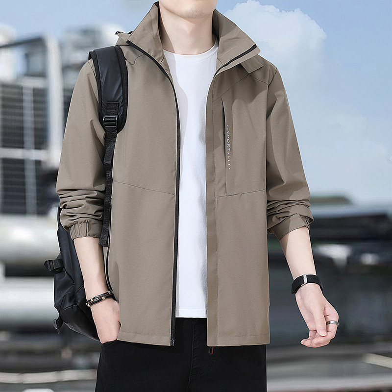 New Men's Single-Layer Windbreaker Factory Wholesale Hot-Selling Spring and Autumn Windproof Waterproof Loose Large Size Casual Jacket