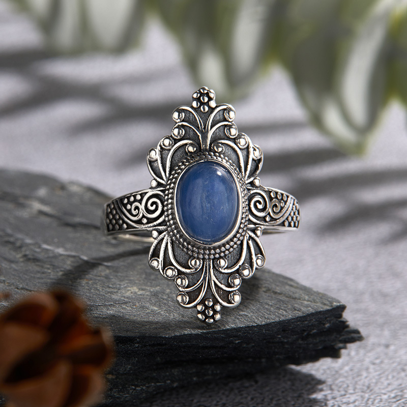 4g Weight Open Rings Classification Adjustable Ring Size 1 Piece Quantity Holiday, Tea Party Occasion 925 Sterling Silver, Blue crystal, Lapis Lazuli Material Geometric Pattern All Seasons Season Women's Gender Vintage Style, Simple Style Style 925 Sterling Silver Blue Crystal Lapis Lazuli Geometric Open Rings 7