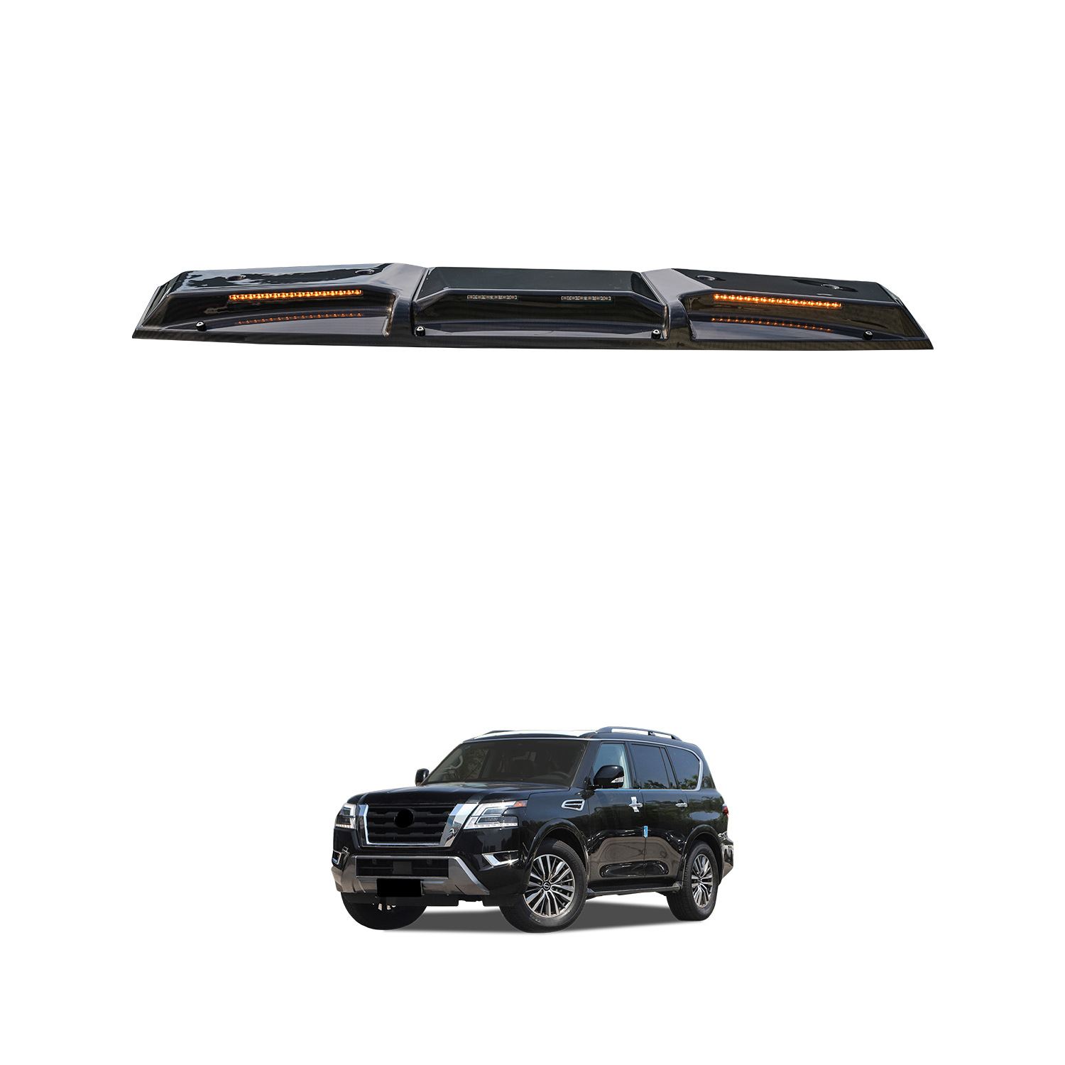 Adecuado para Nissan Patrol Patrol coche luz de techo foco modificación de la cubierta de la máquina del motor y62 accesorios de cubierta de piedra antiarena