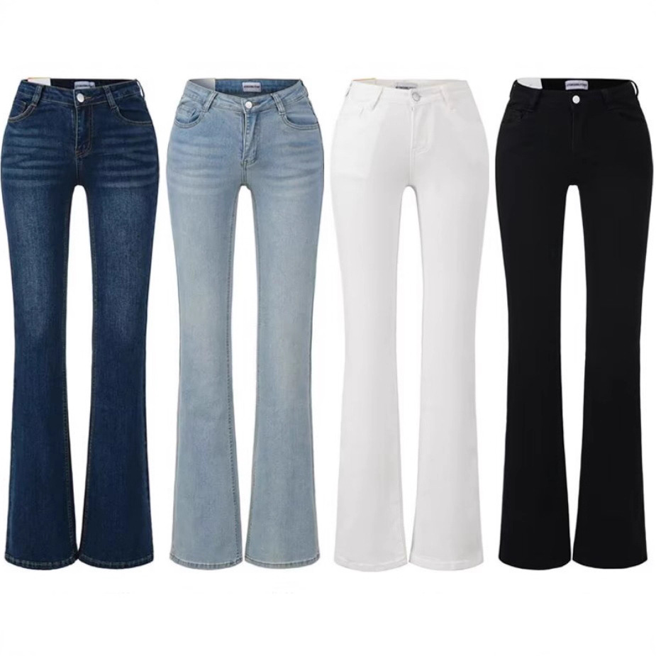 Early Autumn Petite Women's Jeans 25 Autumn New European and American Style Spicy Low-Rise Washed Stretchy Slim Flared Pants