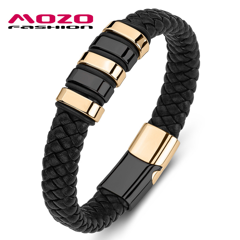 [Factory Wholesale] Amazon Explosions Men's and Women's Titanium Steel Simple All-match Leather Bracelet Boutique Bracelet Jewelry