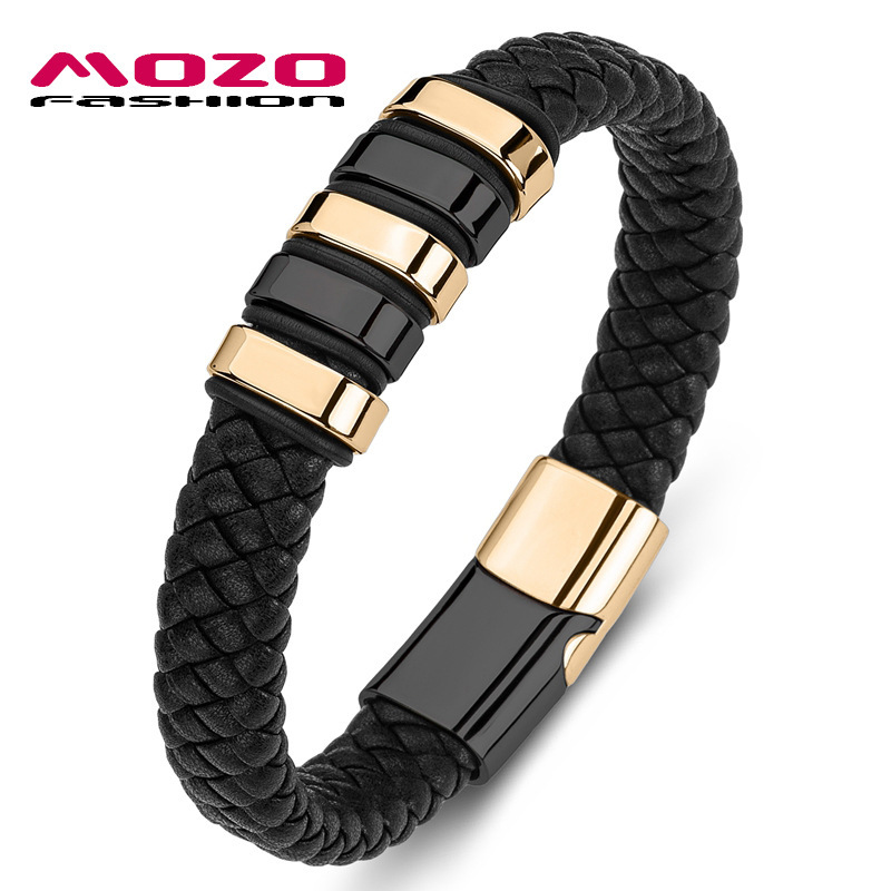 [Factory Wholesale] Amazon Explosions Men's and Women's Titanium Steel Simple All-match Leather Bracelet Boutique Bracelet Jewelry