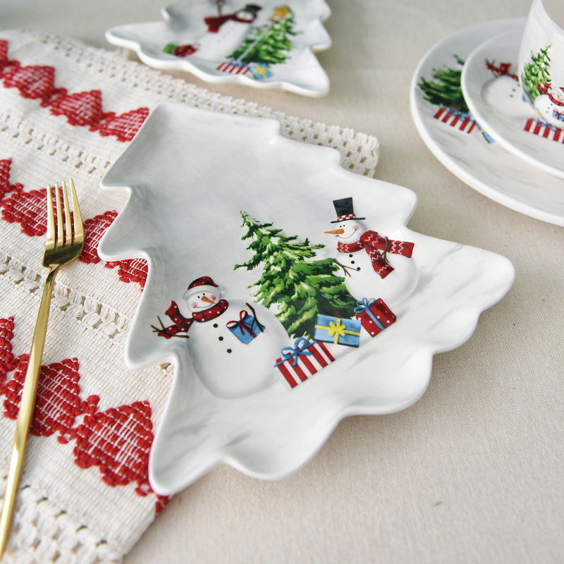 Nórdico país Navidad muñeco de nieve árbol de Navidad plato árbol creativo plato postre plato bandeja vajilla