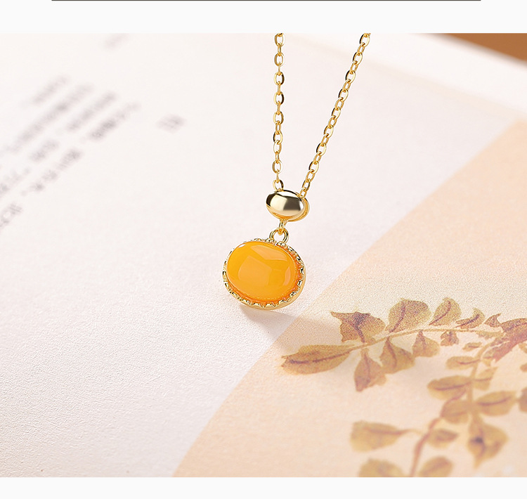 Mặt dây chuyền bạc S925 mạ vàng phối đá onyx đỏ hình học đơn giản — Mật sáp chi tiết 4
