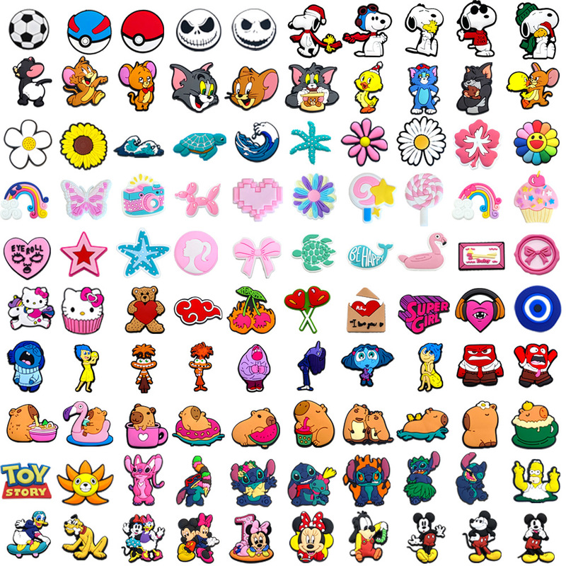 Single Set of 100 Unicorn Stitch Shoe Charms, Shoe Decorations for Clogs, High-End Pvc Soft Rubber Shoe Accessories