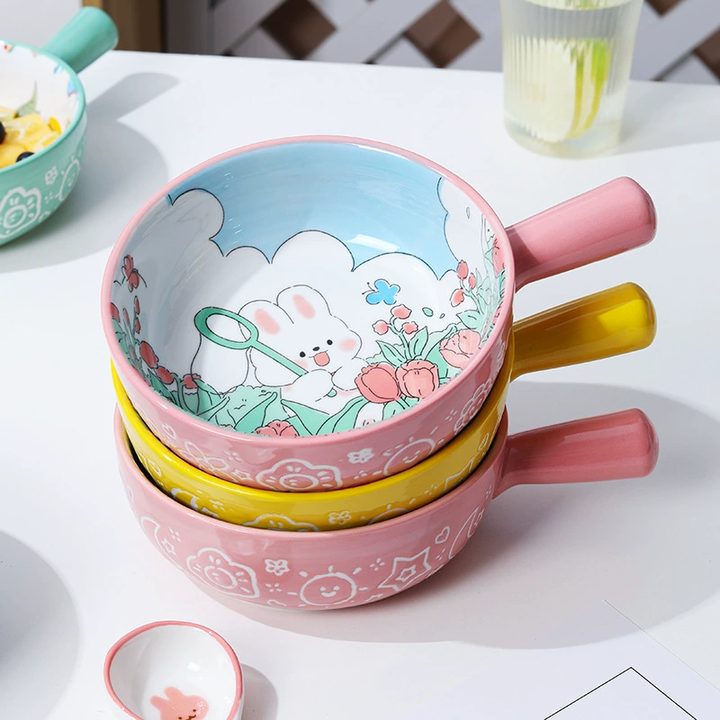 Cartoon ceramic handle, children's cute rabbit, internet celebrity