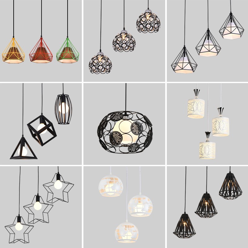 Lámpara de comedor de tres cabezas creativa lámpara de mesa de comedor personalizada moderna minimalista nórdica pequeña lámpara de pasillo de barra de estilo industrial