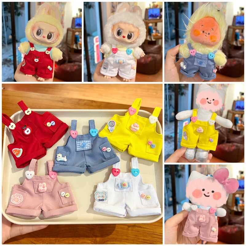 [Only for Baby Clothes] New Macaron Multi-Color Heavy-Duty Button Overalls Suitable for Trendy Dolls and Internet Celebrity Labubu