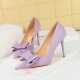 3265-H2 Korean Fashion Slim High Heel Shoes with Fine Heels, Satin, Shallow Mouth, Pointed Bow Tie, Single Shoe, High Heel Women's Shoe