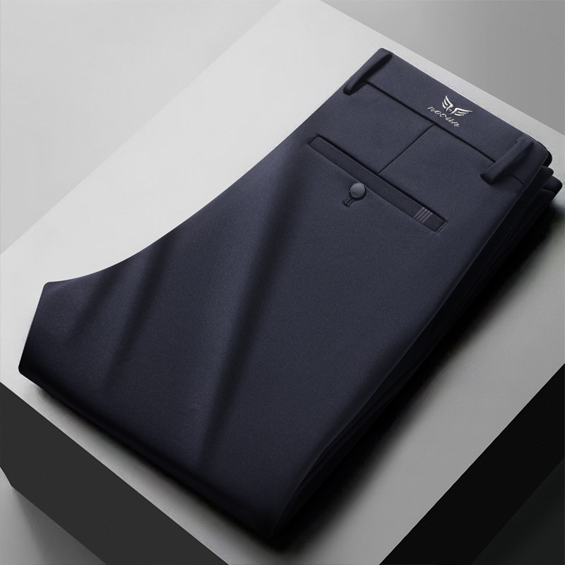 【四面弹力】秋冬休闲西裤针织四面弹男裤免烫黑色直筒商务长裤子