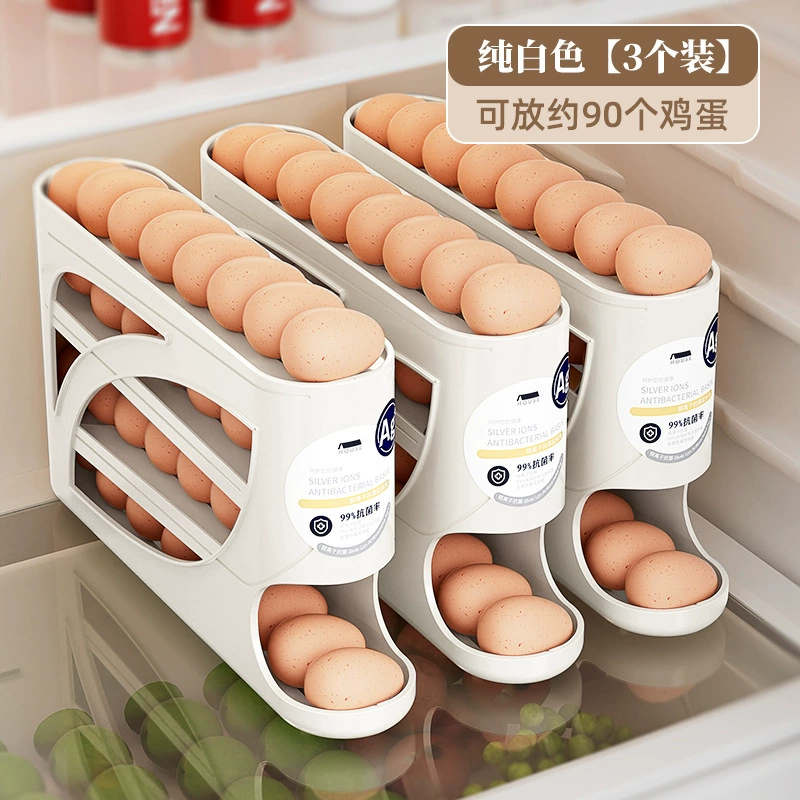 Refrigerator Egg Storage Box, Automatic Rolling, Multi-Layer Large Capacity, Plastic
