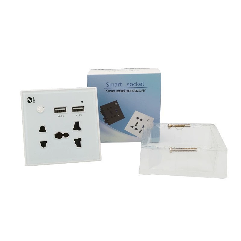 Tuya Smart Type 86 Zigbee socket WIFI mobile phone remote timing control glass panel rounded corners with USB