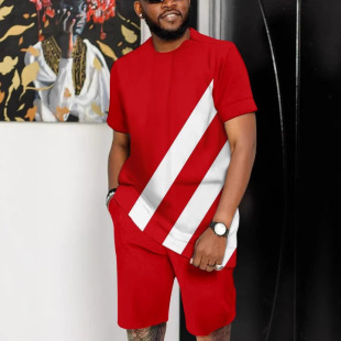2025 New Men's New Series African Style Two-Piece T-Shirt Suit