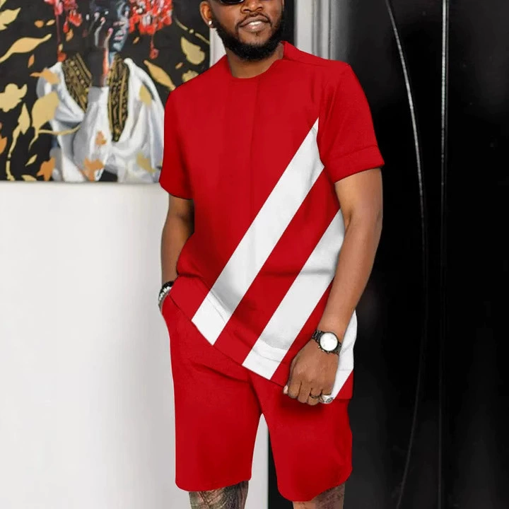 2025 новый мужской новый серийный африканский стиль двухкомплектный костюм-футболка