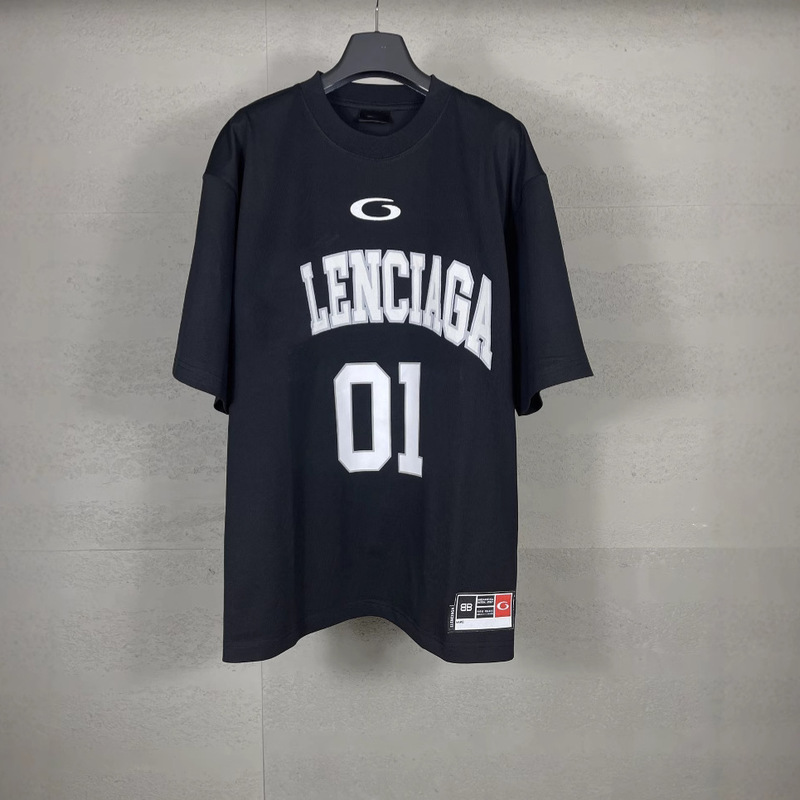 High version 2025 early spring new Paris B basketball 01 ball suit embroidery printed LOGO letter short sleeve T-shirt