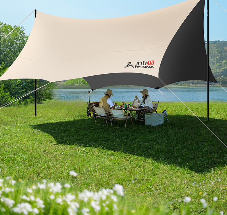 Beishan Wolf Titanium Black Octagonal Canopy Tent Outdoor Camping Picnic Camping Equipment Hevelation Full Set of Rainproof and Sunscreen