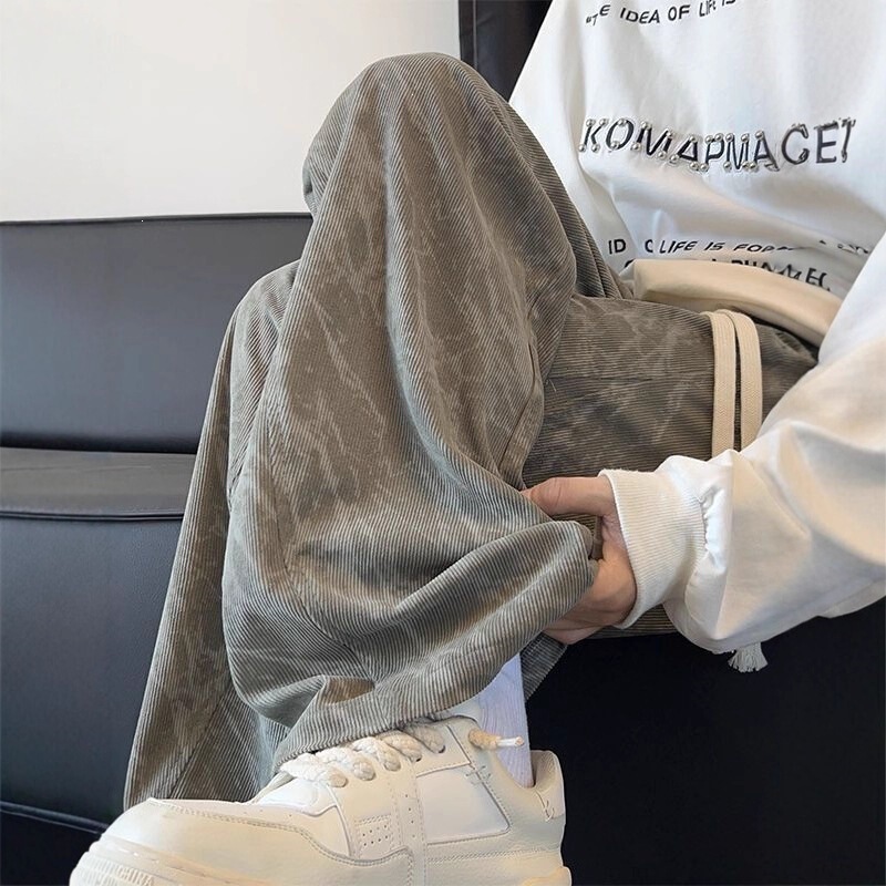 Tie-dye corduroy pants, unisex, autumn/winter style, straight-leg, loose-fitting, wide-leg, long pants, American-style fleece-lined sweatpants, casual pants Tie-dye corduroy pants, unisex, autumn/winter style, straight-leg, loose-fitting, wide-leg, long pants, American-style fleece-lined sweatpants, casual pants