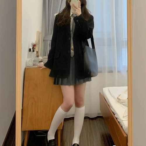 0jk style Korean socks calf socks below the knee long socks women's socks Dongdaemun Little Big Dot College Style Little Red Book