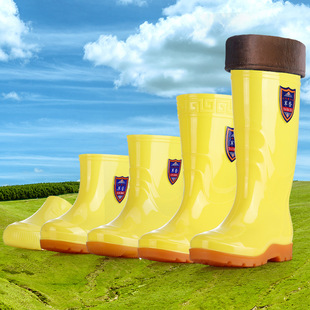 Food sanitary boots rain boots men's and women's mid-high yellow non-slip waterproof oil-resistant wear-resistant chef shoes rubber shoes aquatic shoes