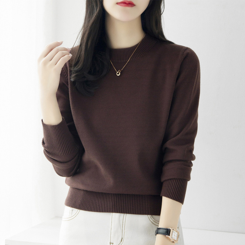 Autumn and Winter Loose Semi-turtleneck Sweater Knitwear Women's New All-match Slimming Inner Thick Base Top