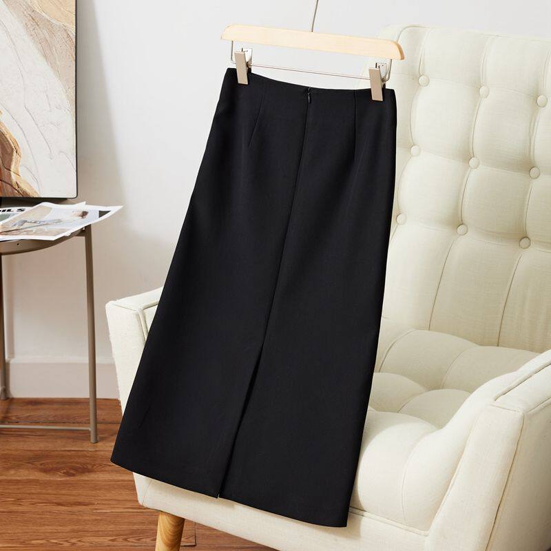 Chân váy vest nữ dáng lửng cạp cao ống đứng xẻ tà sau ôm mông, dài 60 cm / 72 cm — Hồng (60CM), Hồng (72CM), Kaki (72CM), Màu be (60CM)