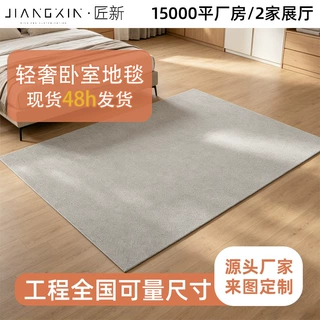 严选简约风卧室床边毯轻奢氛围感家用地毯加厚加密耐脏沙发茶几毯