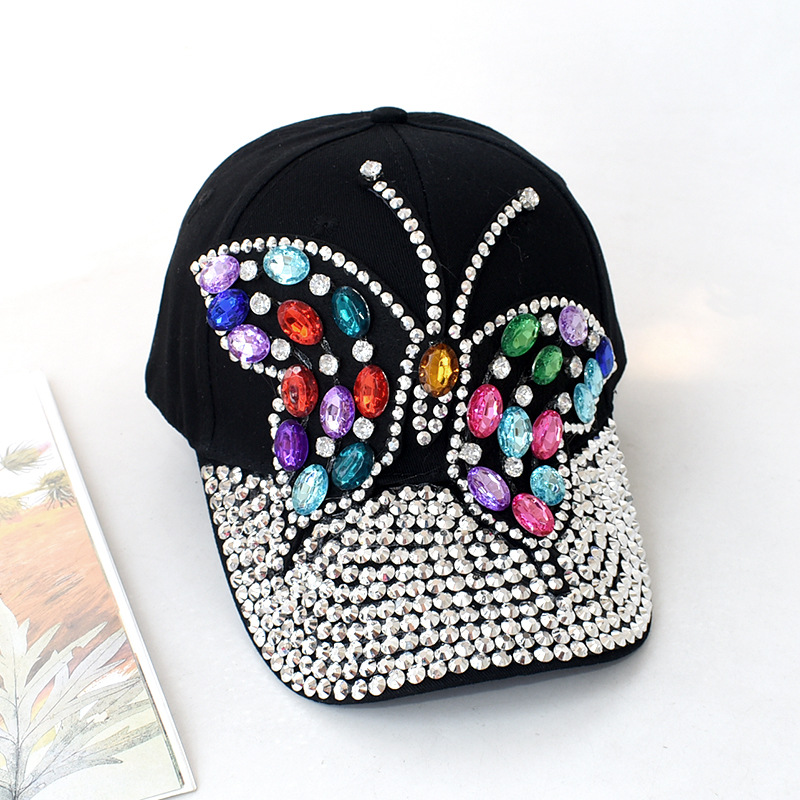 Women's Elegant Exaggerated Sweet Butterfly Rhinestone Curved Eaves Baseball Cap display picture 1