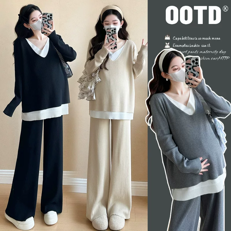 Вязаный модный комплект, тренд сезона, plus size, повседневный стиль, свободный крой