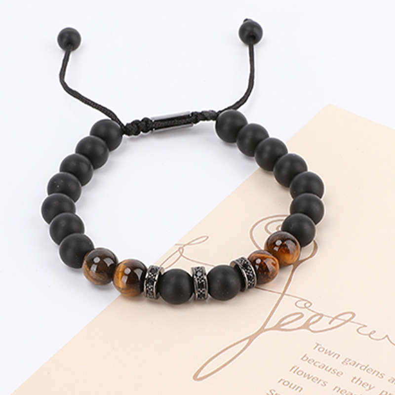 Nuevo Amazon Venta caliente Tigre ojo piedra esmerilado tarjeta pulsera cobre incrustaciones ZIRCON pulsera hombres pulsera regalo