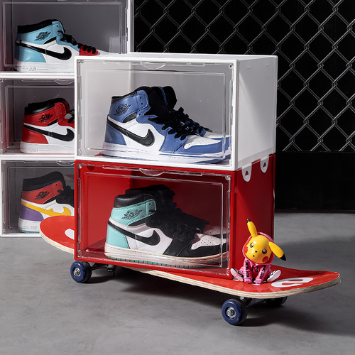 Transparent shoe box aj shoe storage box household drawer-type dust-proof plastic shoe cabinet internet celebrity sneaker shoe wall space saving