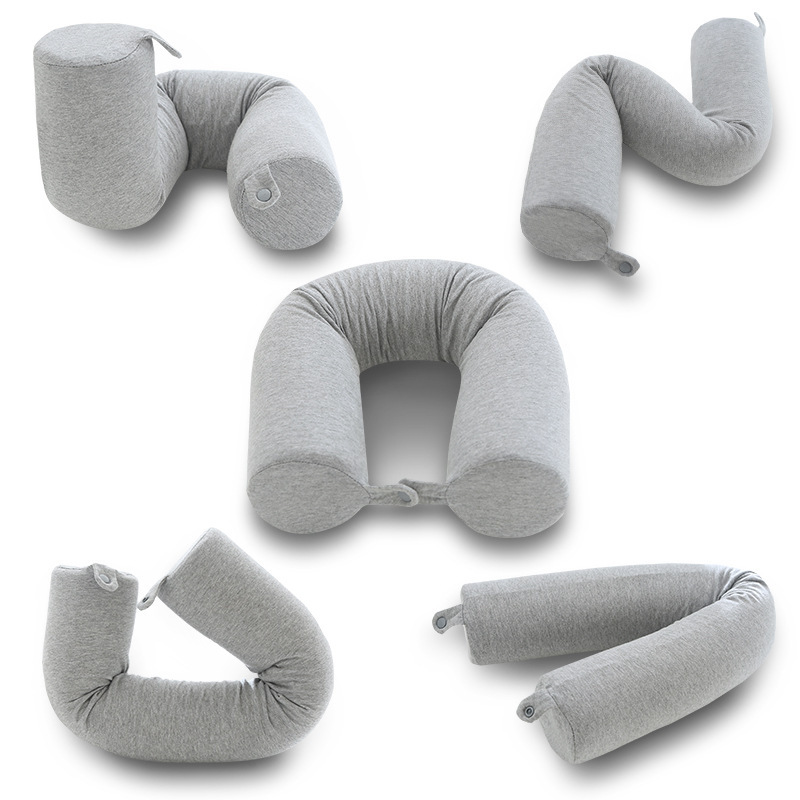Cross-border Bendable Travel Nap Support Long Cylindrical Neck Memory Foam U-shaped Pillow_voghion.com