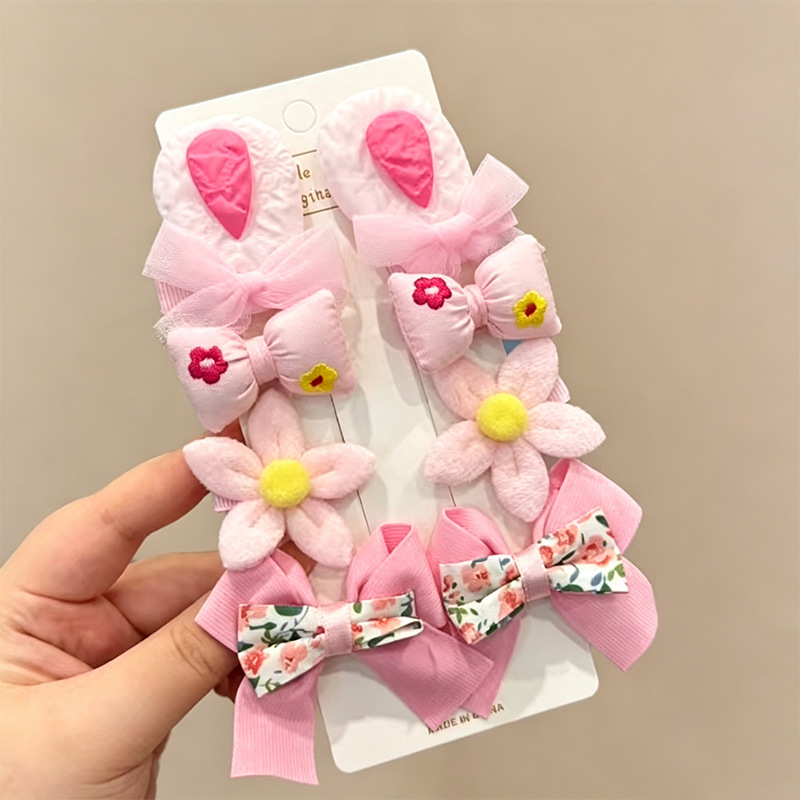 Ensemble de 8 pièces rose n°6 - Clips à fond en tissu entièrement recouvert, environ 3,5 cm.