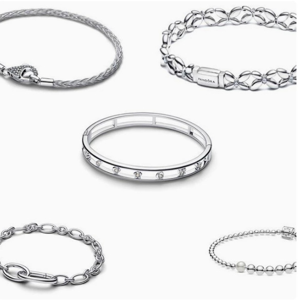 Pandora's New 925 White Copper Snake Bone Chain Heart-Shaped Diamond-Encrusted Bracelet with Small Daisy, Simple and Fashionable Bracelet for Cross-Border Sales