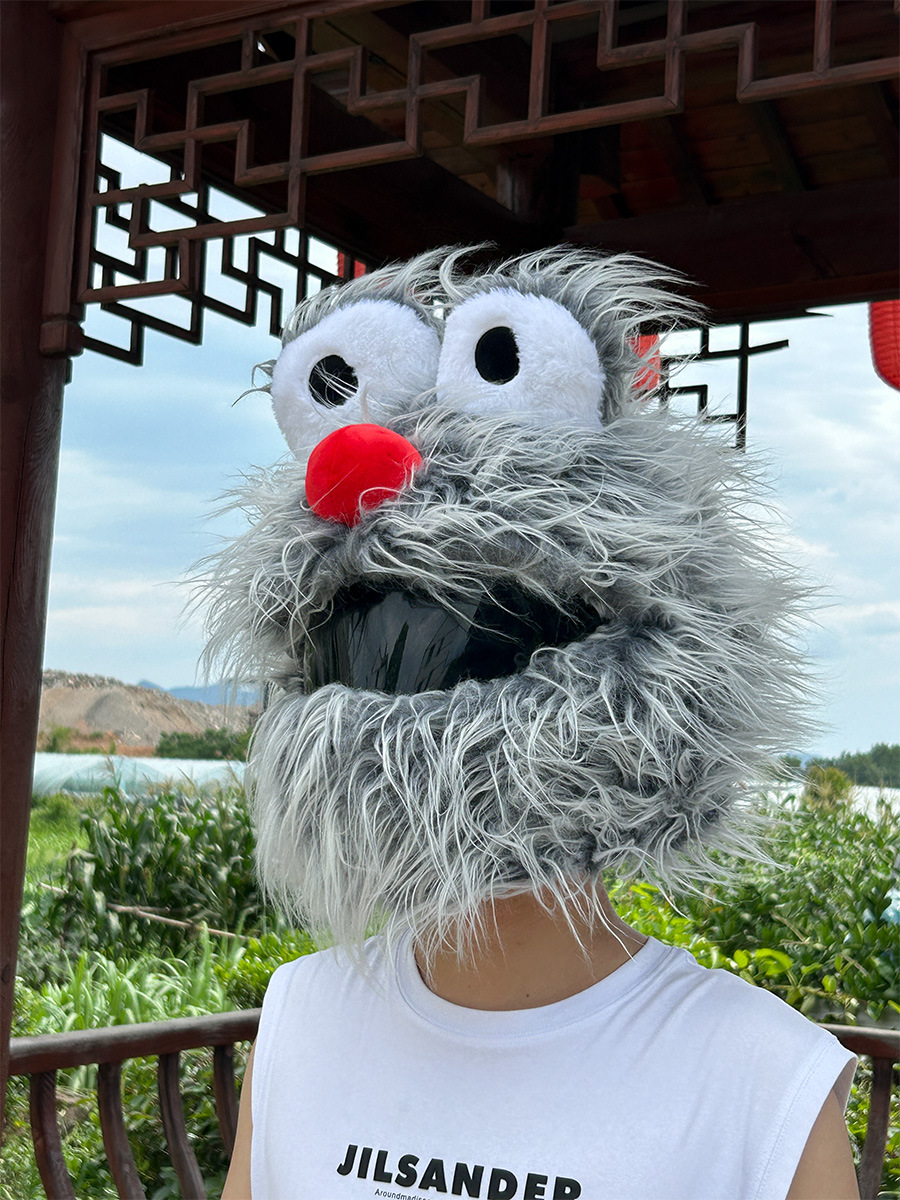 Funda de Casco de Peluche con Diseño de Conejo, para Motocicleta, Cálida, Cortavientos, Cubre Todo el Rostro, Accesorio de Moda para Motociclistas