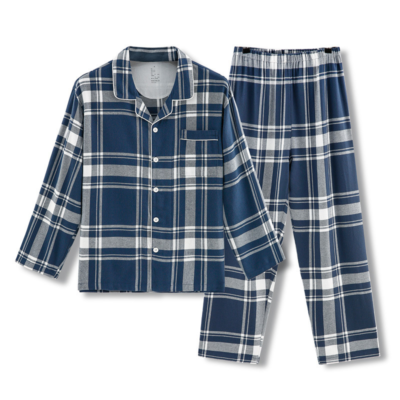 남성용 블루 와이드 체크