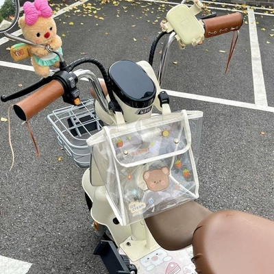 Electric scooter charger rain cover, transparent hanging bag, universal front-mounted storage bag for electric bikes, bicycles, and mobile phones (Electric car tail box) - random-3-large-capacity-square-hanging-bags-no-specifications