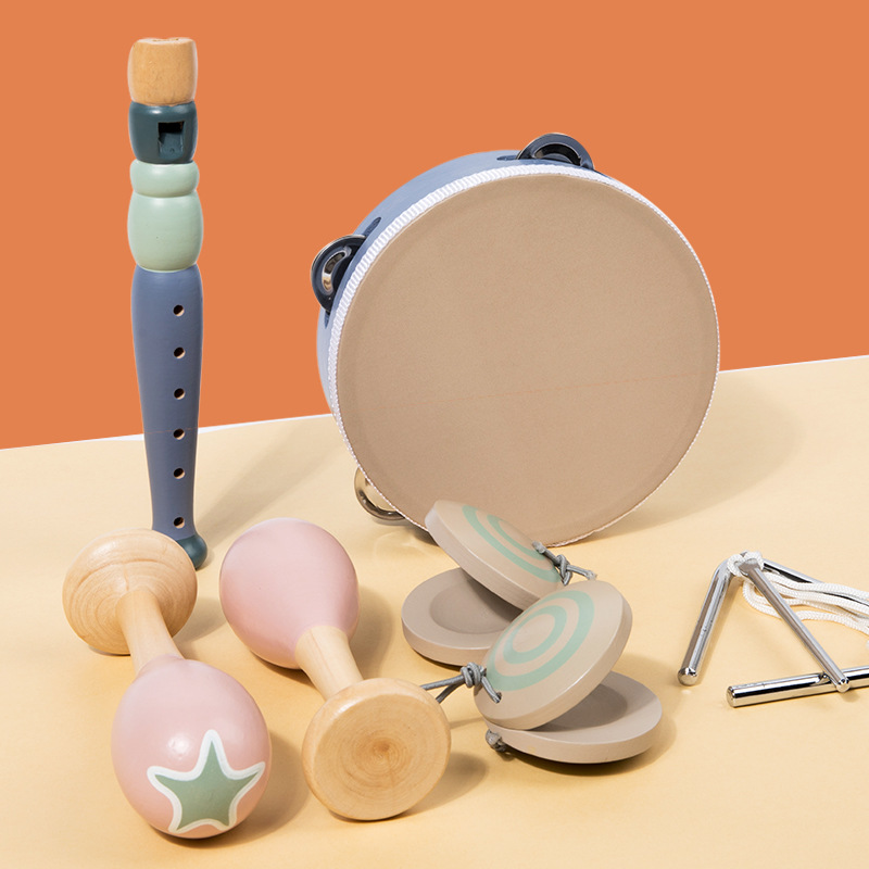 Educación temprana para niños simulación madera arena martillo campana sonajero castañuelas conjunto de instrumentos de percusión Orff juguetes educativos
