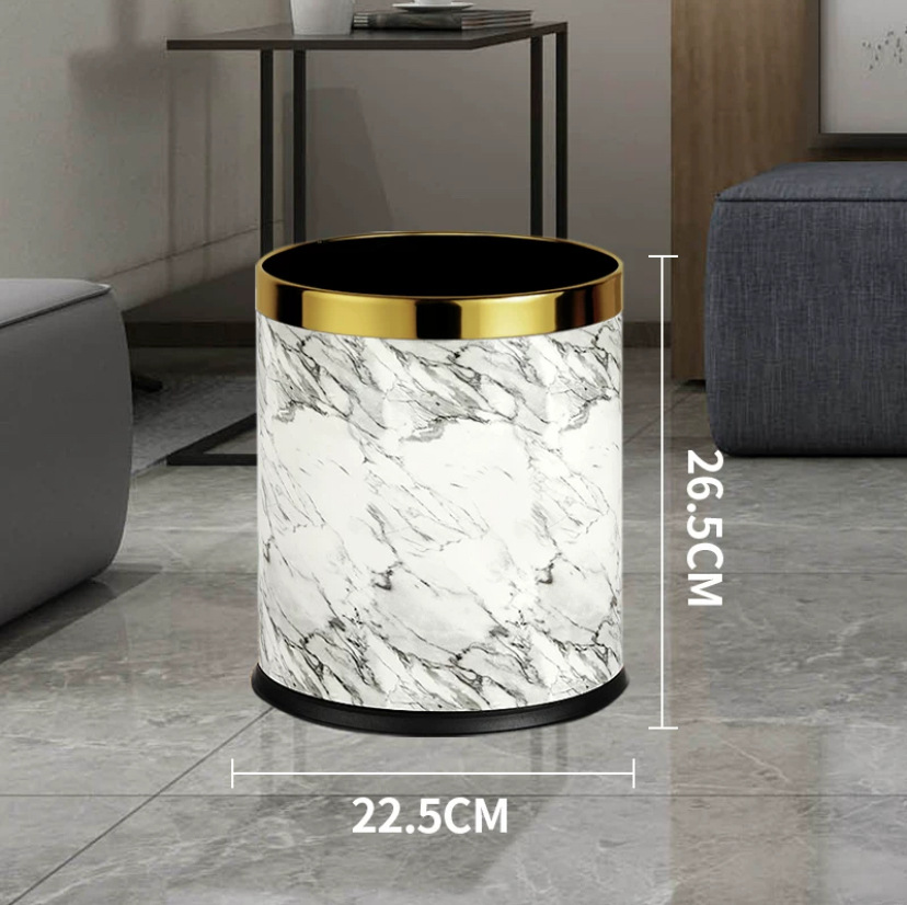 10L doble anillo de oro de mármol blanco