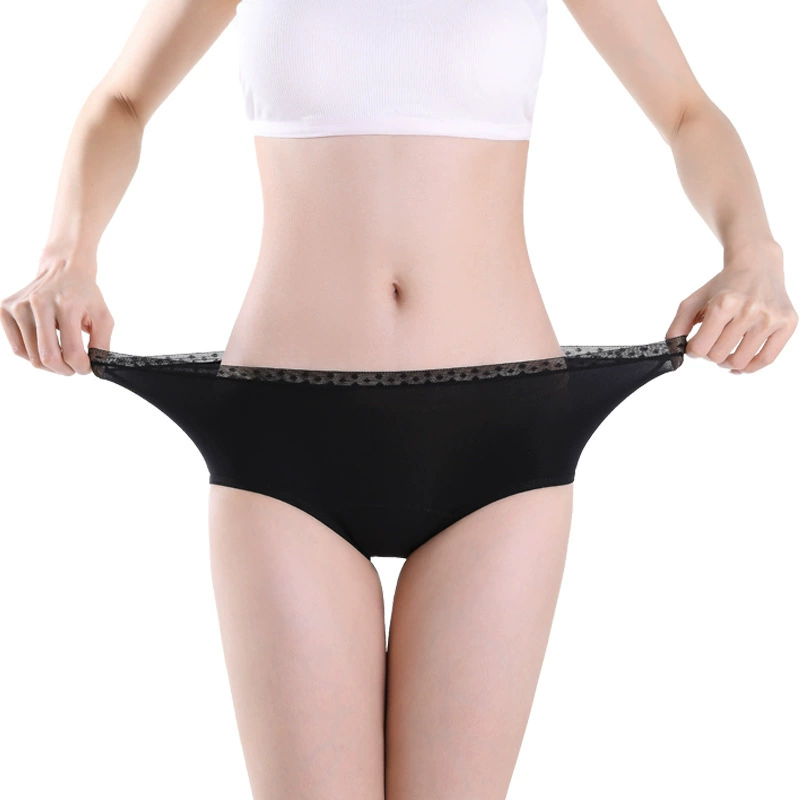 善好针织 Black colored elastic thin breathable underwear, physiological trousers, custom-made
