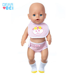 18-inch Toy Doll Clothes: 43cm Summer Style, Lavender-Green & Pink Doll Bibs, Socks, and Mini Doll Clothing Accessories