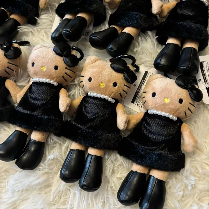 Black Leather Long-Legged Small Fragrant Bag Small Pendant Hellokitty School Bag Hanging Jewelry Doll Plush Girls Wholesale