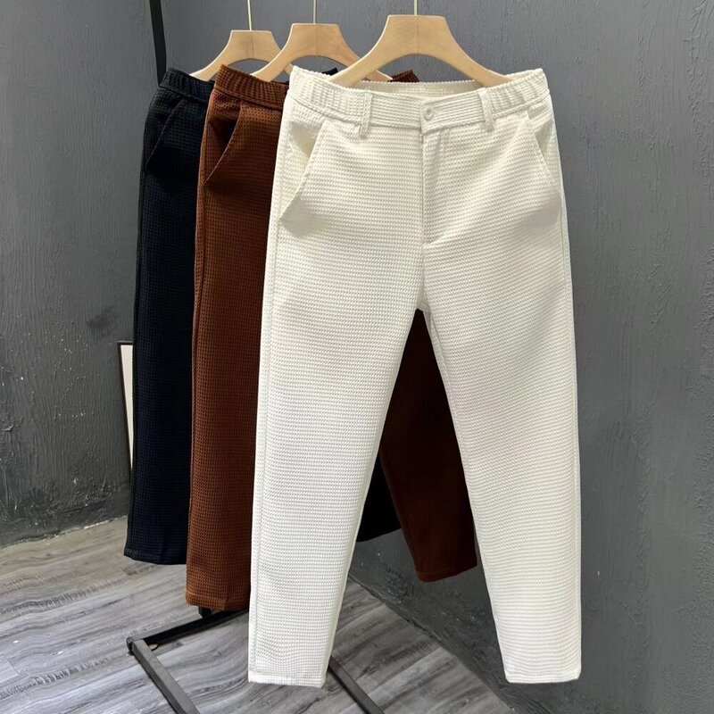 High-grade men's casual pants summer fashion slim straight suit pants youth Korean style cropped pants men's New High-grade men's casual pants summer fashion slim straight suit pants youth Korean style cropped pants men's New