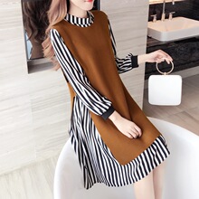 大码女装秋装女胖mm新款套装两件套宽松藏肉胖妹妹长袖连衣裙